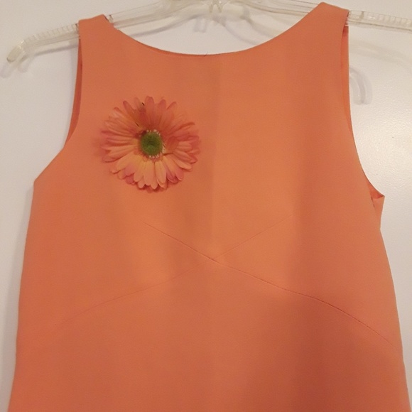 J. Michael's tangerine dress with flower pin - Picture 2 of 4